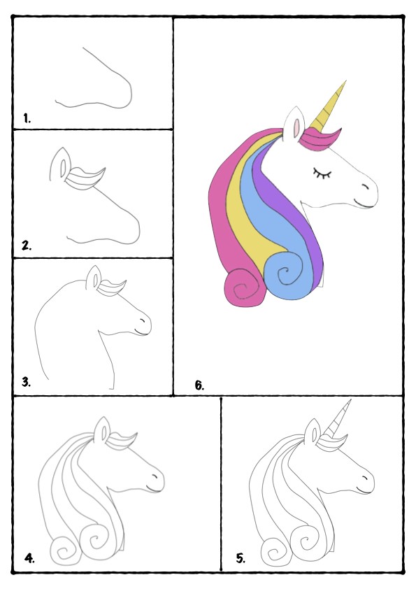 how to draw a unicorn head