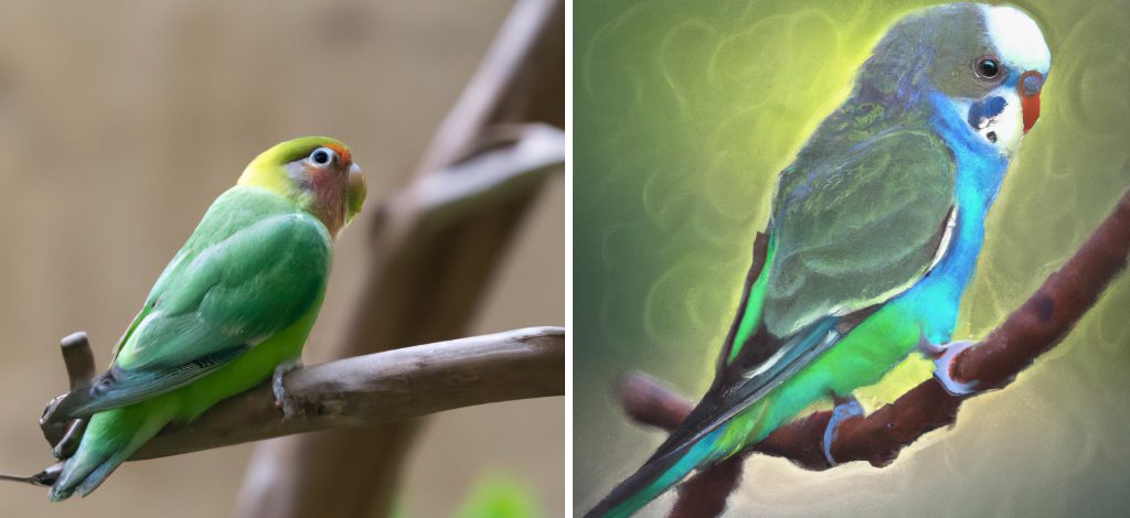 digital art of a parakeet on a branch