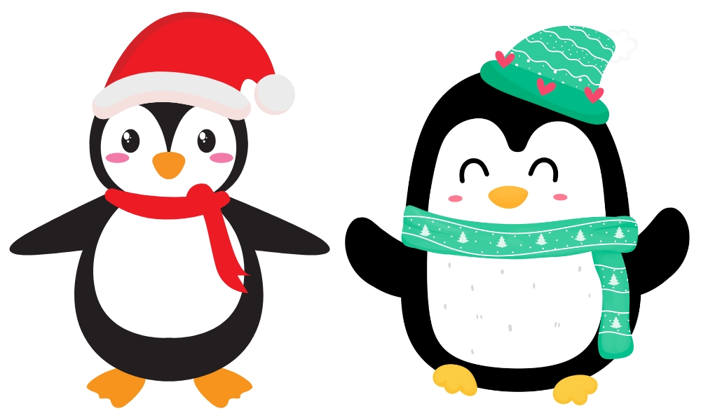 kawaii christmas penguins
