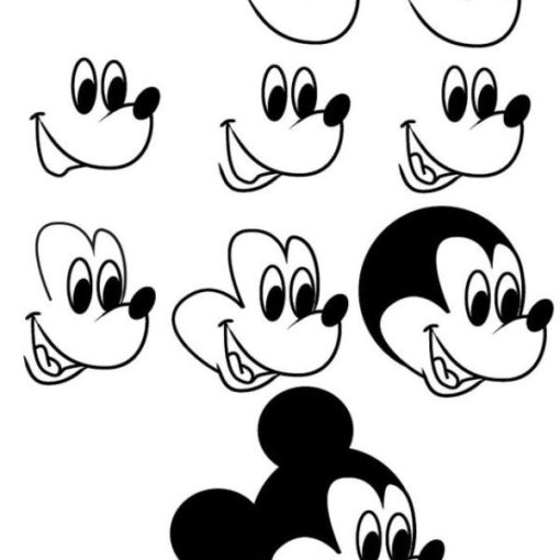 How to Draw Mickey Mouses Head From Side