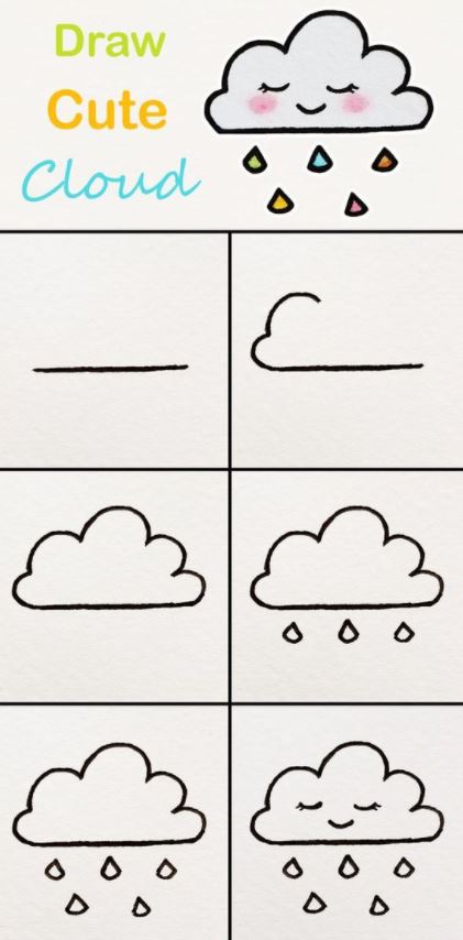 How to Draw a Cute Rainy Kawaii Cloud