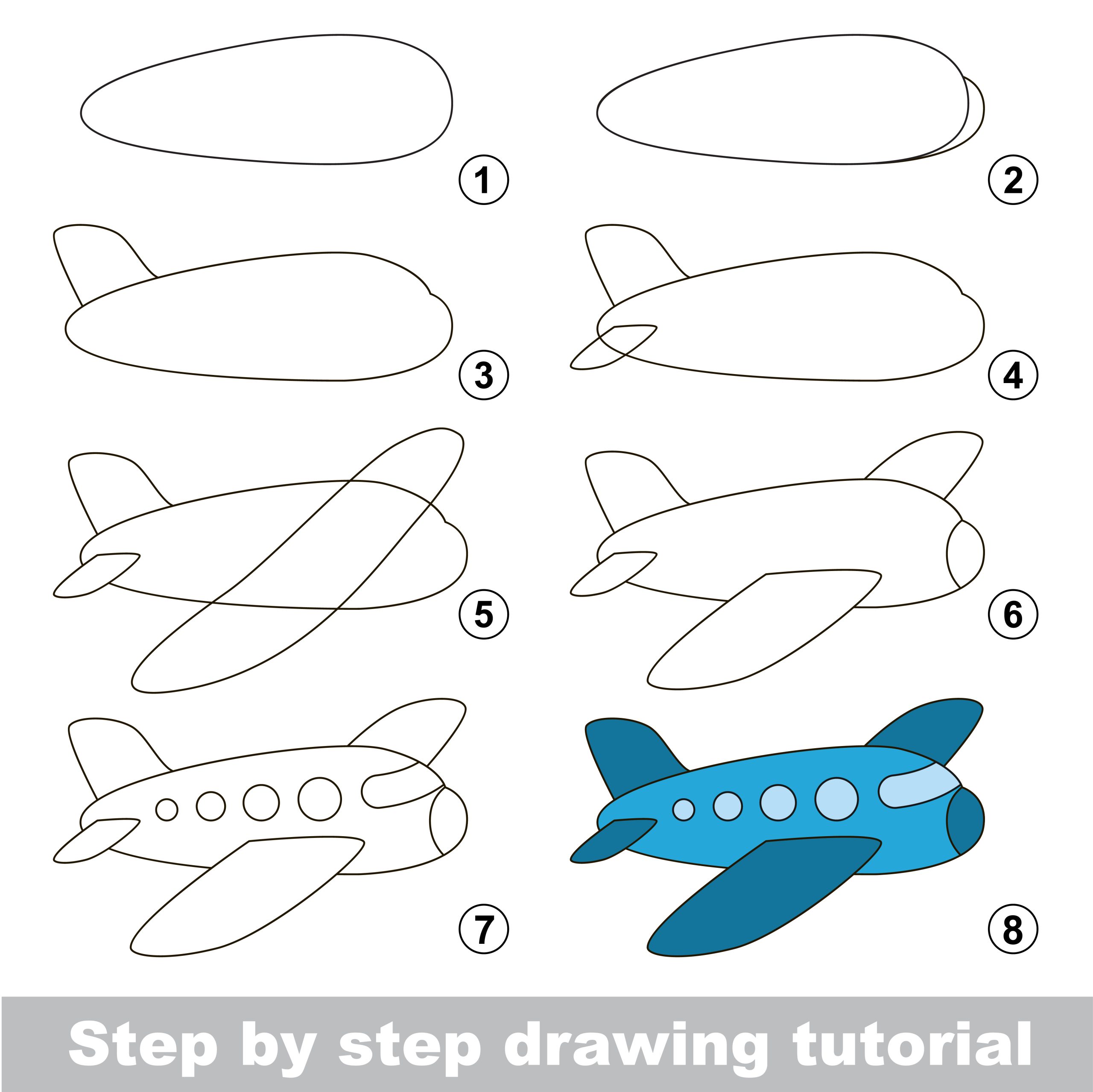 How to Draw a CartoonStyle Airplane StepByStep Tutorial Draw Advisor