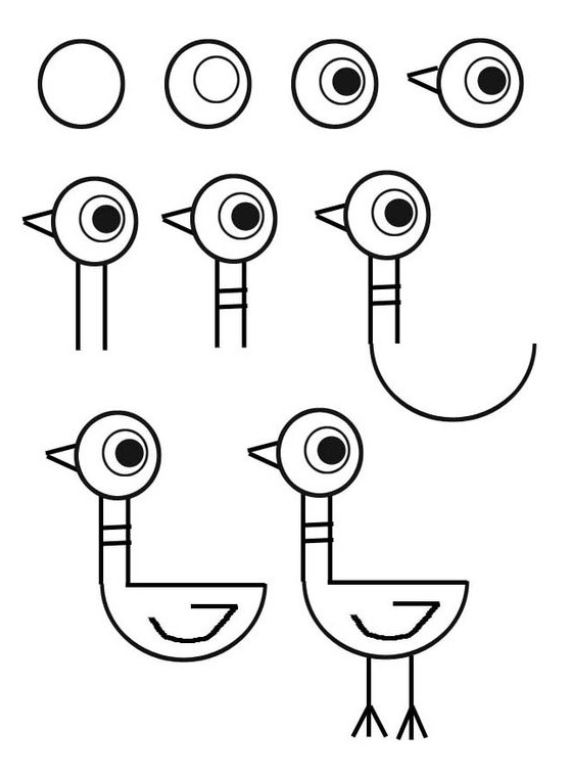 how to draw a cartoon goose