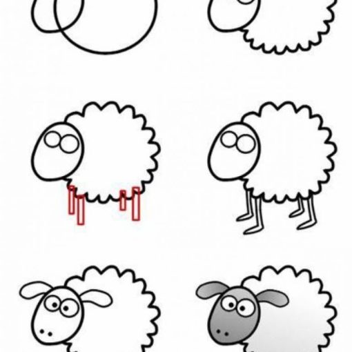 how to draw a cartoon sheep