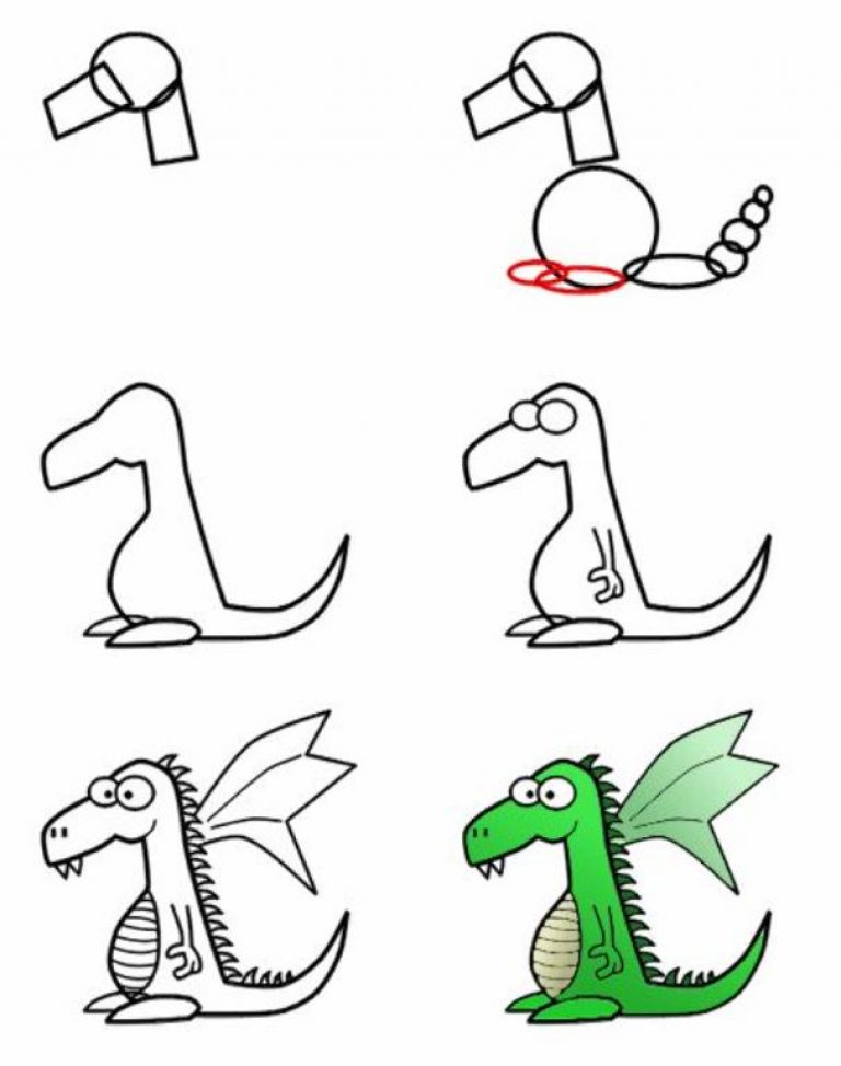 how to draw a green cartoon dragon