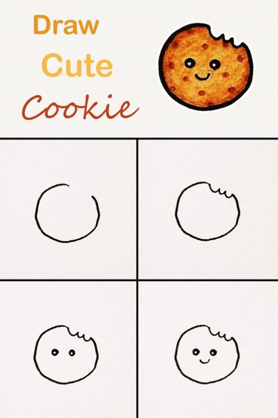 how to draw a kawaii cookie