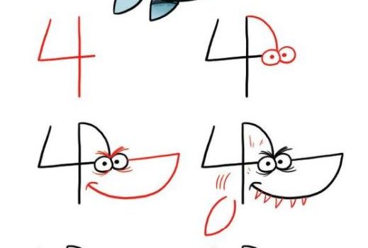 how to draw a shark with a 4