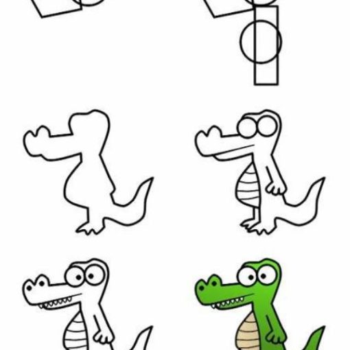 how to draw a standing crocodile