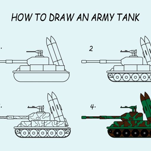 how to draw an army military tank step by step