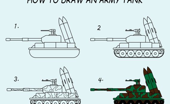 how to draw an army military tank step by step
