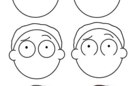 how to draw mortys head rick and morty