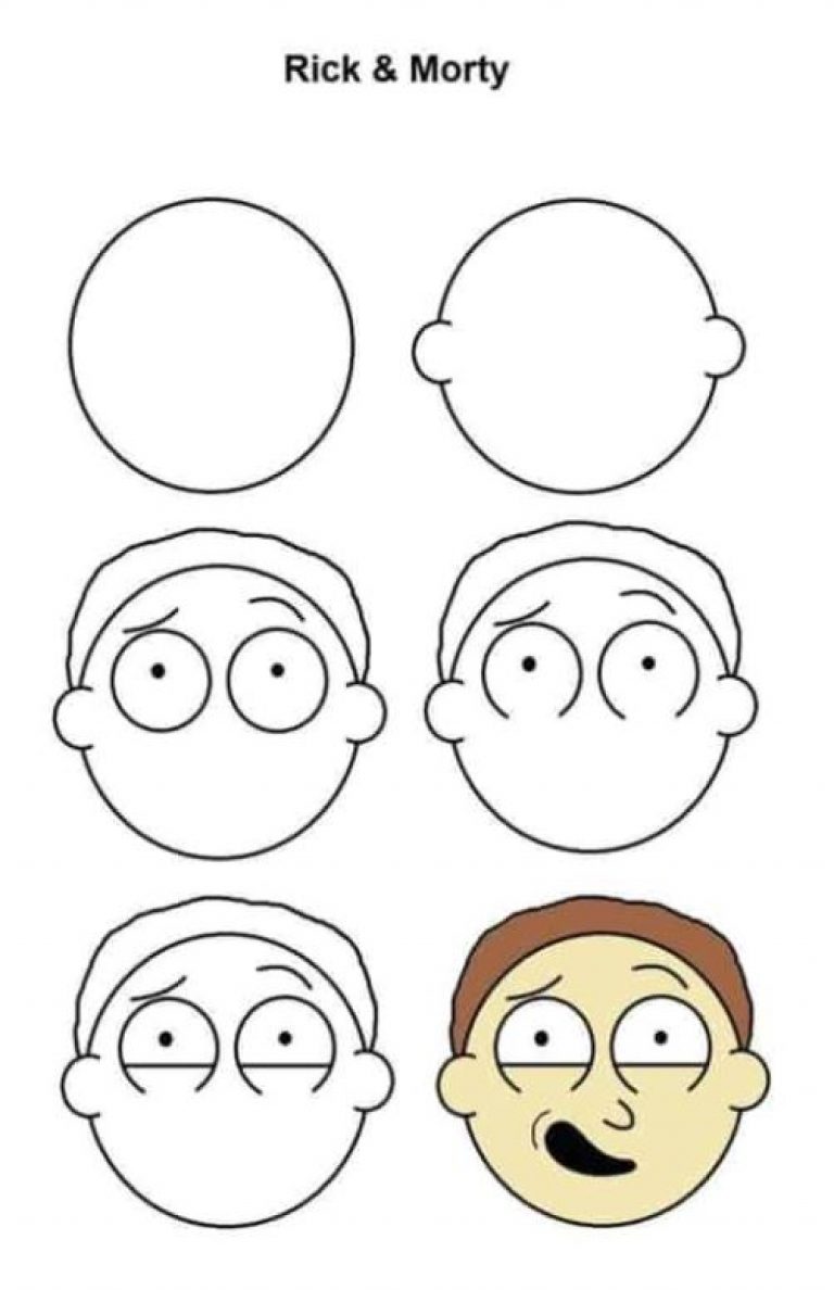 how to draw mortys head rick and morty