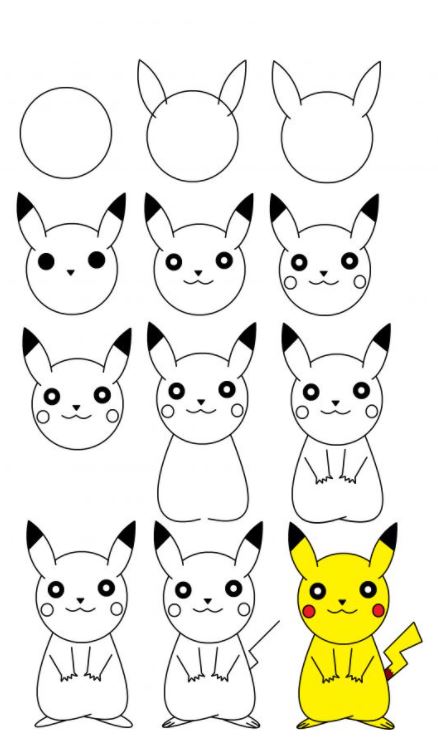 how to draw pikachu step by step tutorial