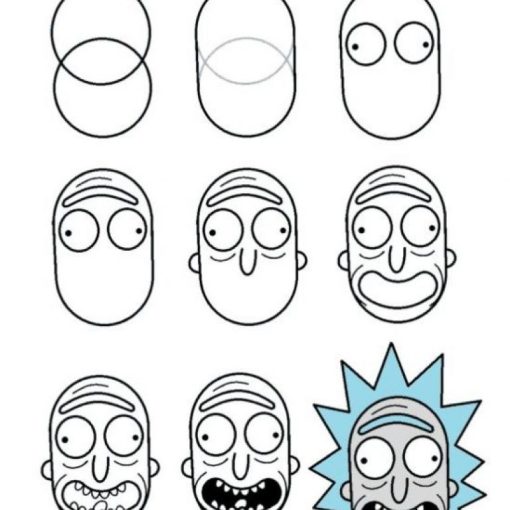 how to draw ricks head rick and morty