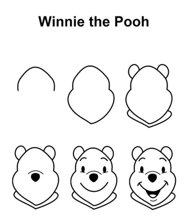 how to draw winnie the poohs face
