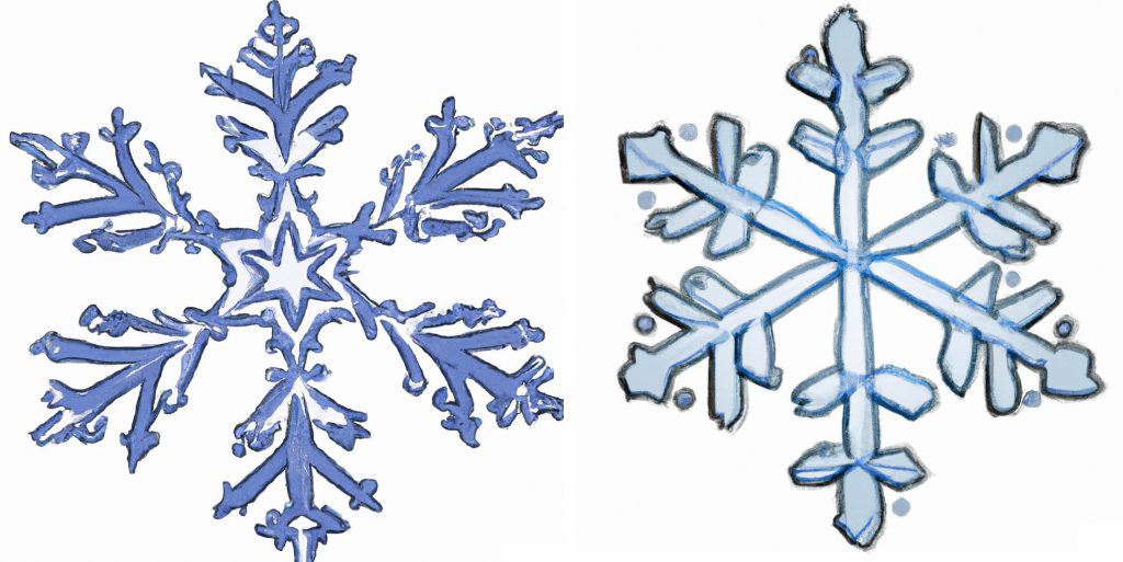 2 beautiful snowflake drawings