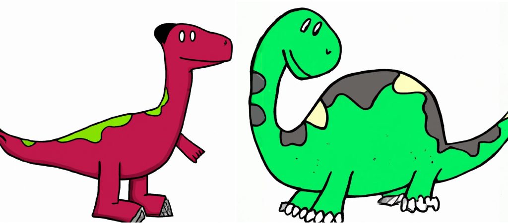 2 cartoon dinosaur drawings for beginners
