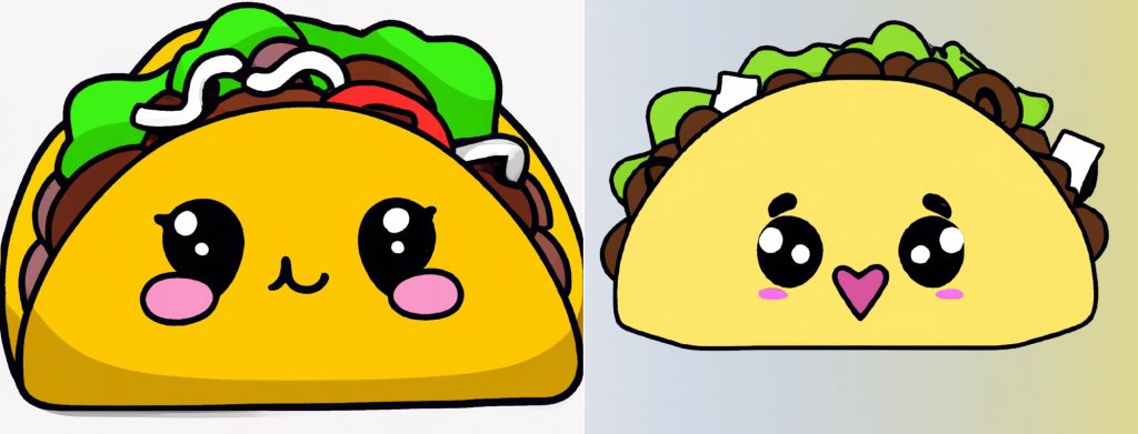 2 different kawaii taco drawings