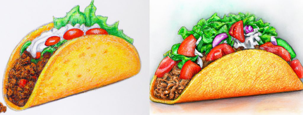 2 realistic ground beef taco drawings