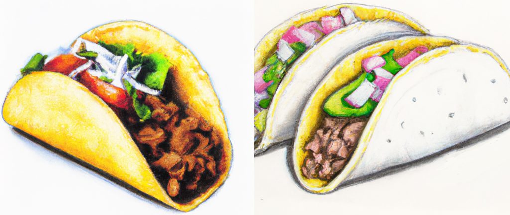 2 realistic street taco drawings