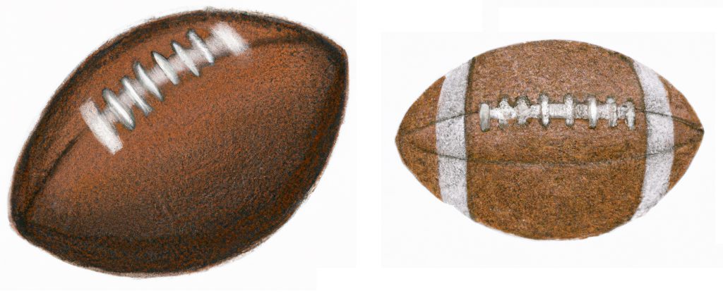 Realistic looking american football drawings