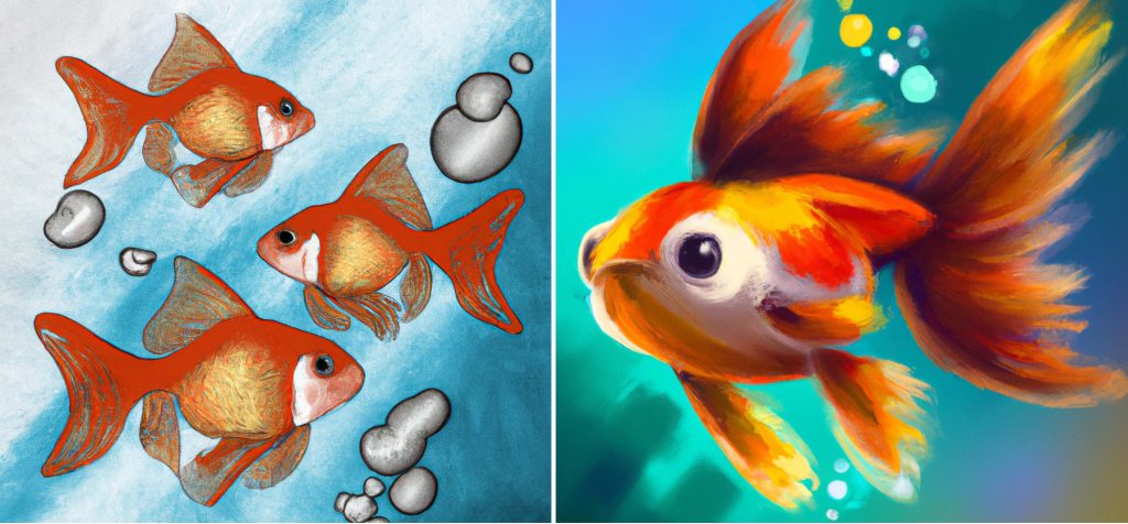 digital art goldfish underwater swimming