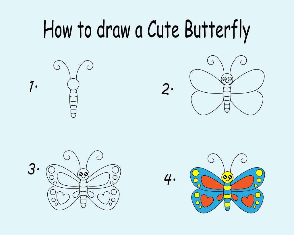 how to draw a cute butterfly