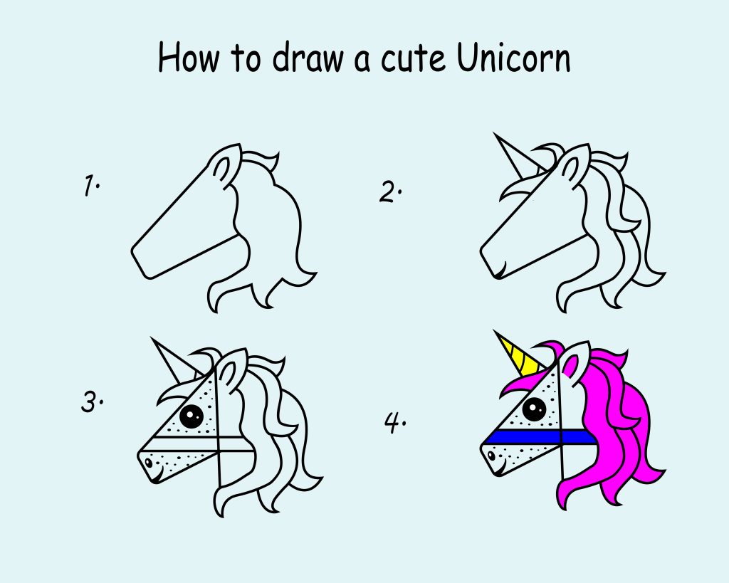 how to draw a cute unicorn head