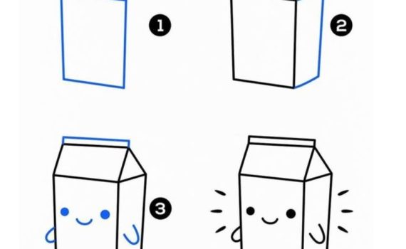 how to draw a kawaii milk carton