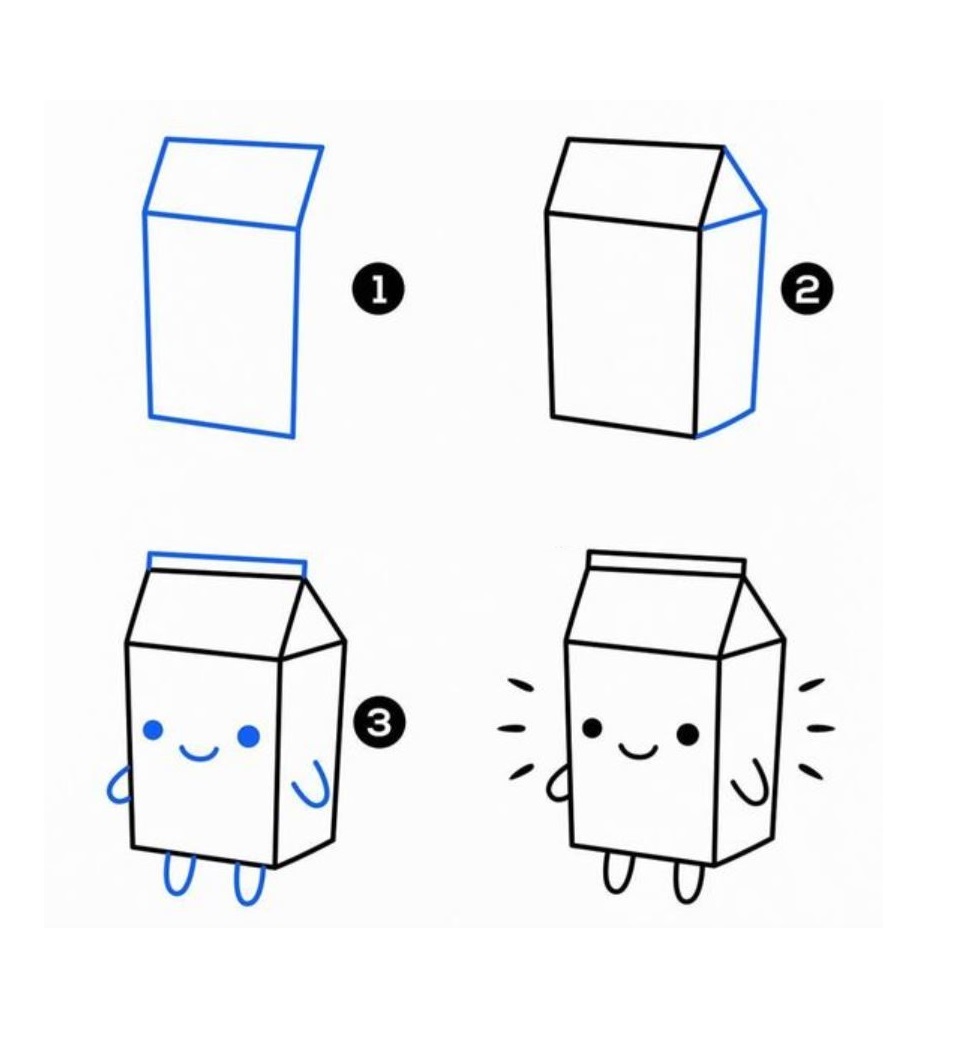 how to draw a kawaii milk carton
