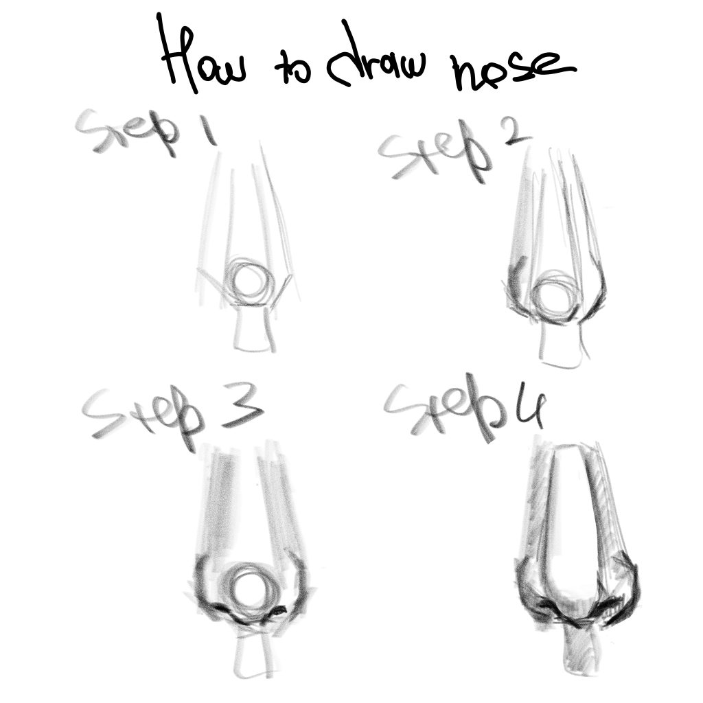 how to draw a nose in 4 steps