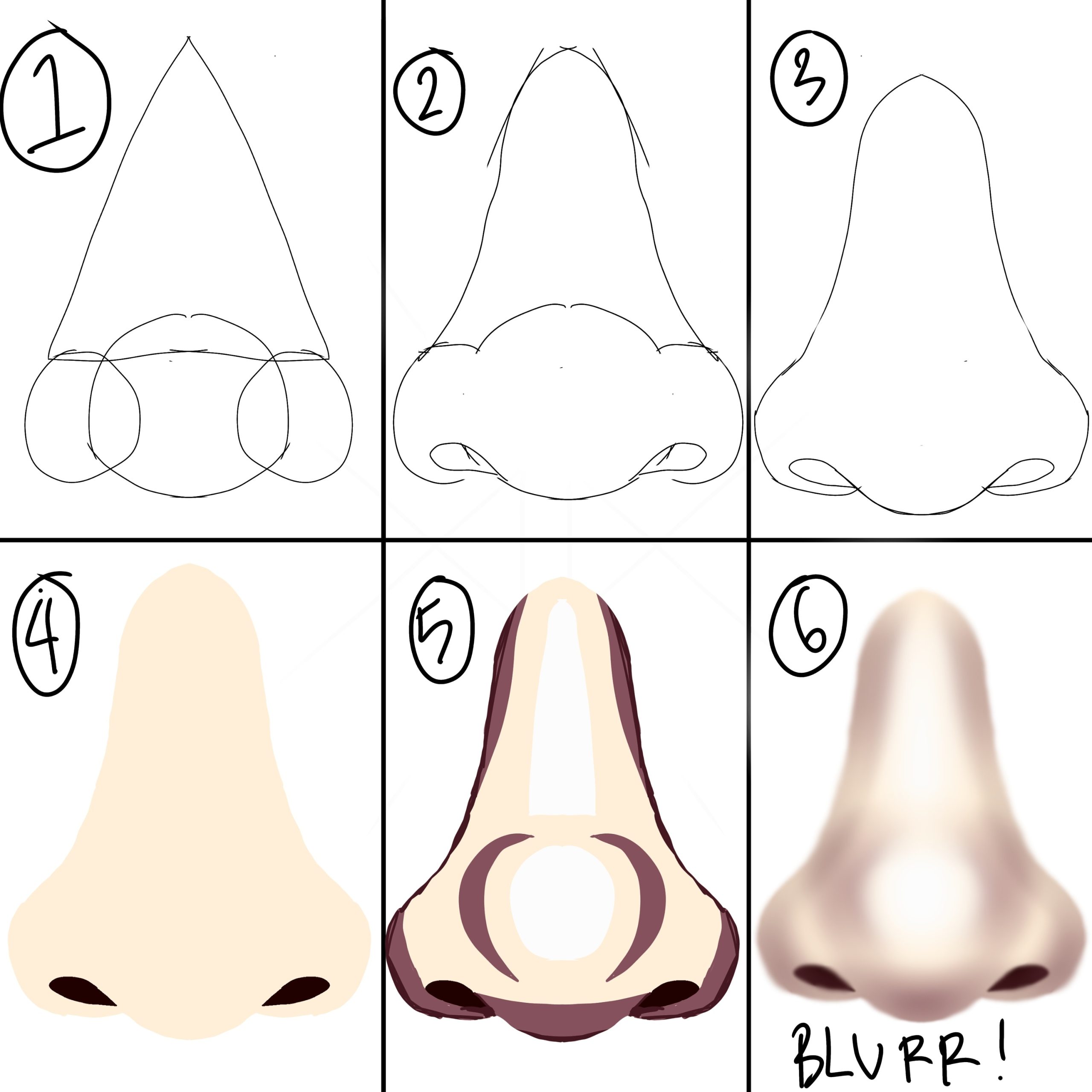 how to draw a nose tutorial