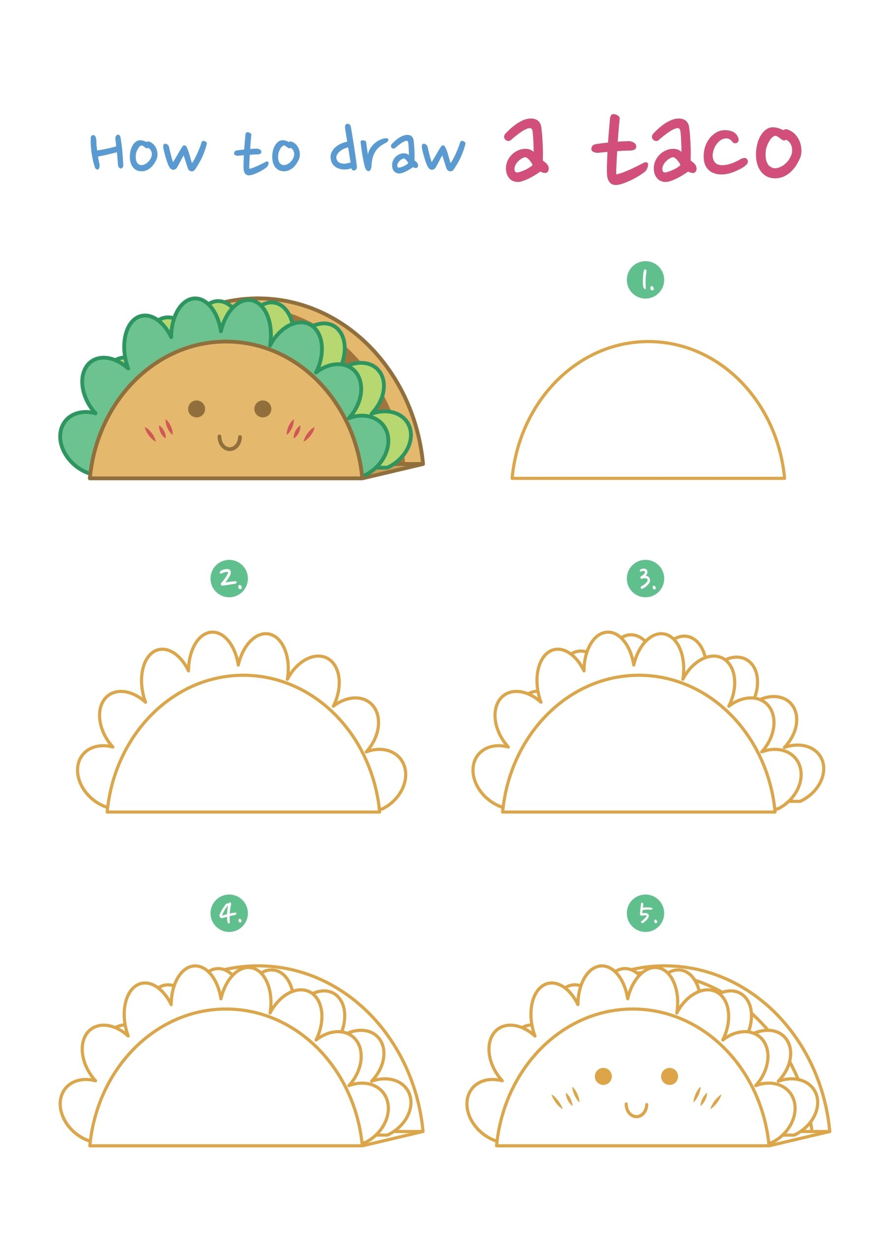 how to draw a taco step by step