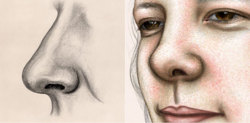 nose drawing on a face