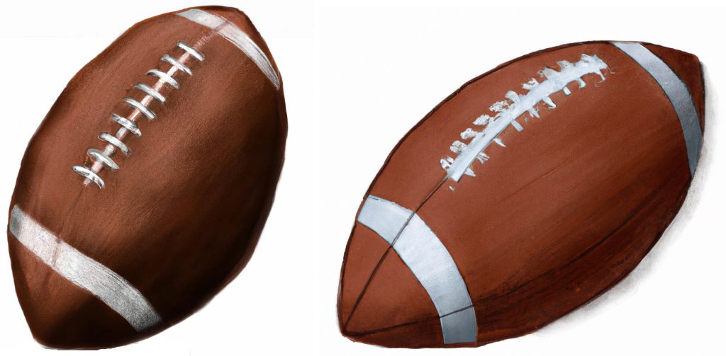 two brown realistic football drawings