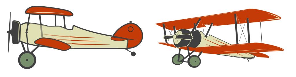 2 biplane illustrations for beginners to reference