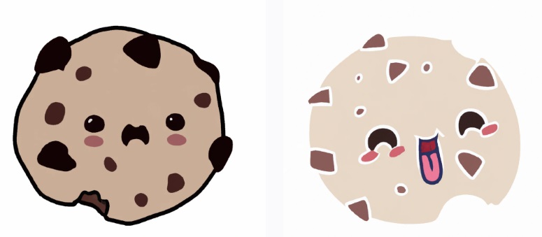 2 cute kawaii cookie drawings