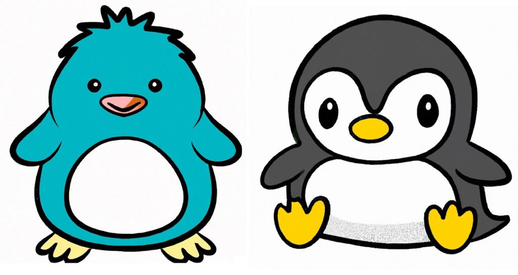 2 cute kawaii penguin drawings