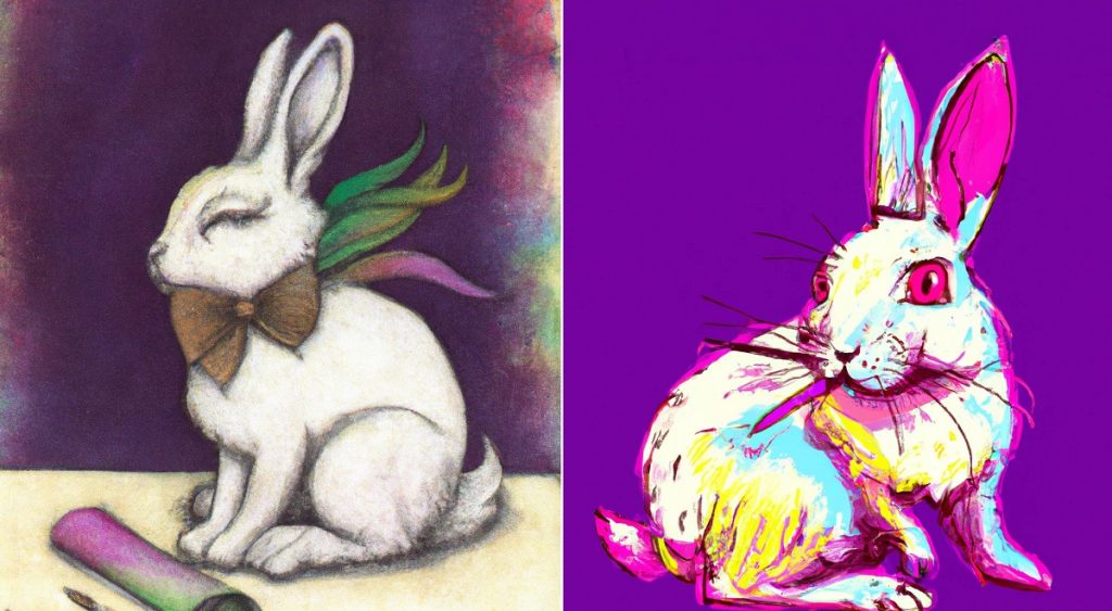 2 detailed and unique rabbit drawings for reference