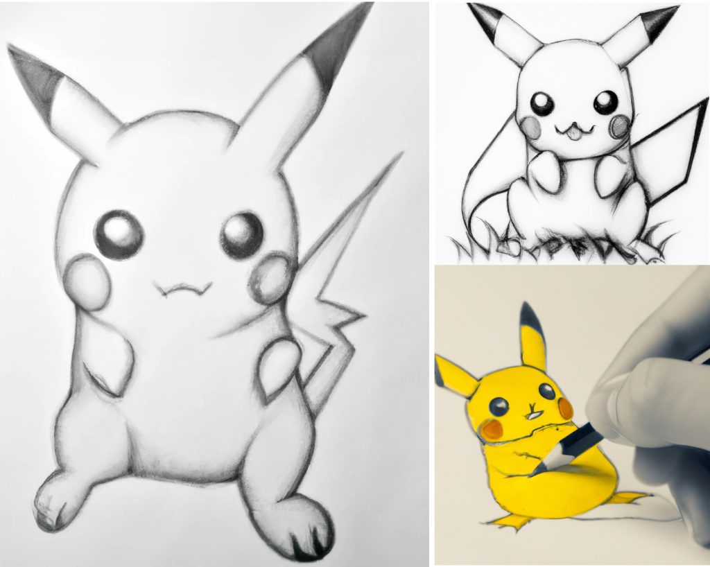 3 different unique pikachu drawings that beginners can try to draw