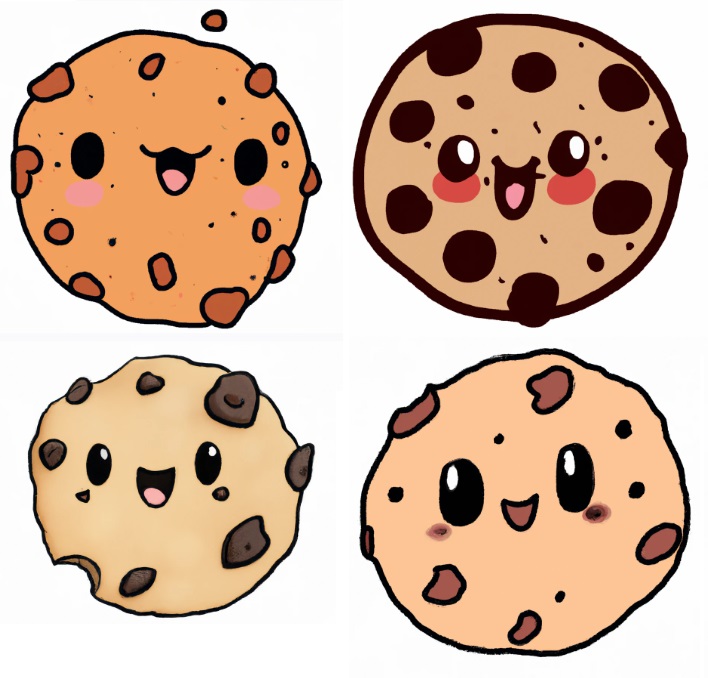 4 kawaii cookie drawings