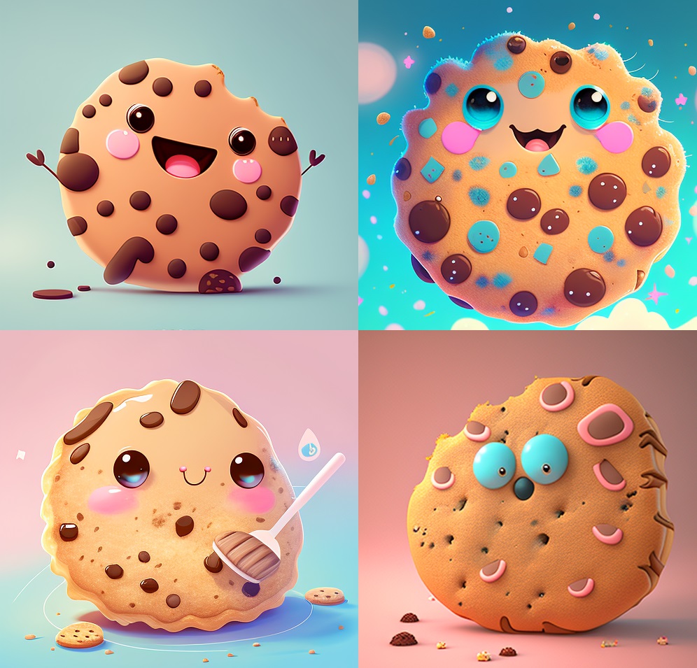 4 kawaii cookie illustrations
