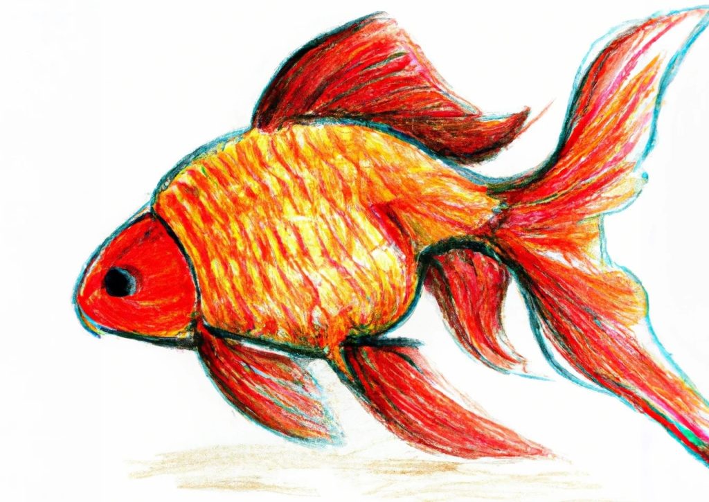 crayon drawing of a goldfish