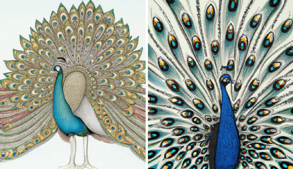 detailed peacock drawings to reference