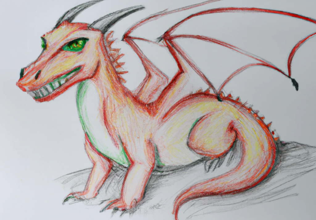 drawing of a realistic dragon by a beginner drawer