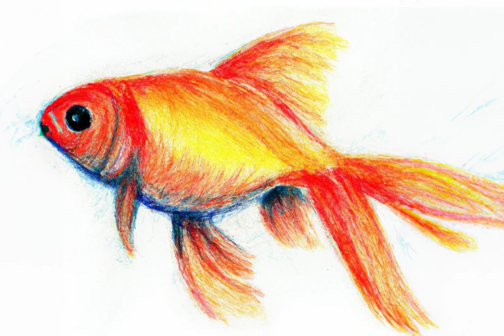 drawing of an orange goldfish realistic