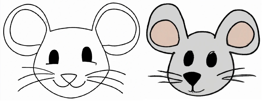 drawing of the head of a cartoon mouse
