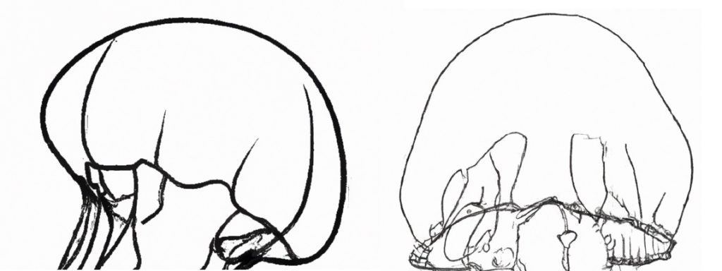 drawings of a jellyfish bell or hood