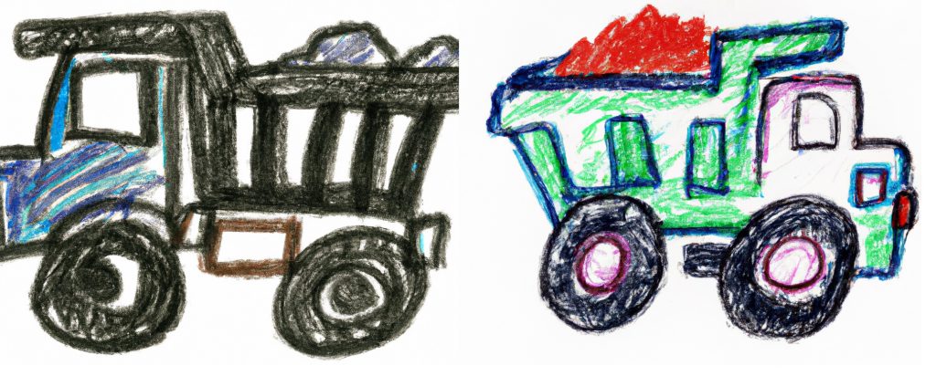 dump truck crayon drawings