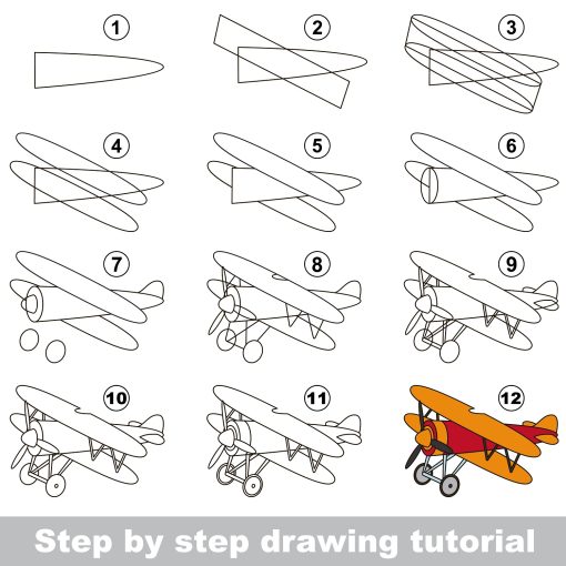how to draw a biplane